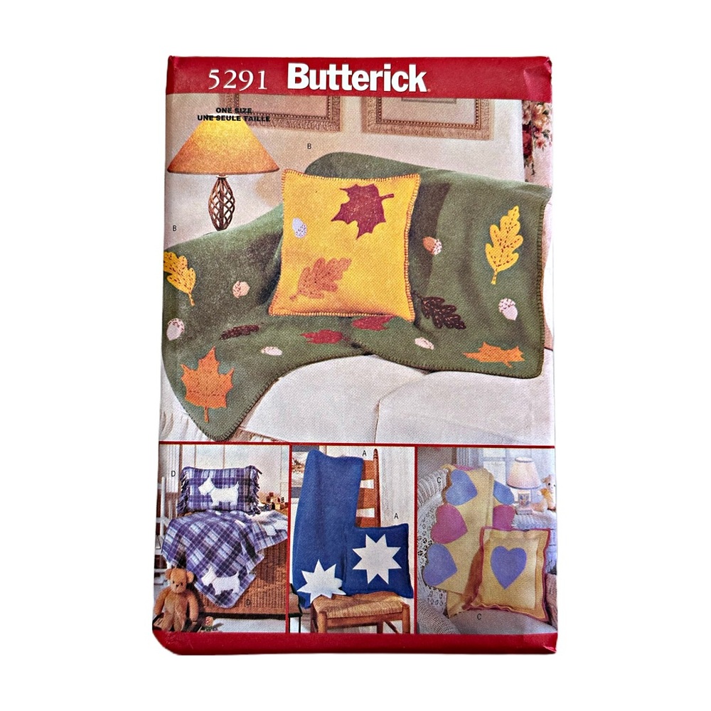 Butterick Blankets with Matching Pillows Pattern 5291 Vintage 90s Crafts